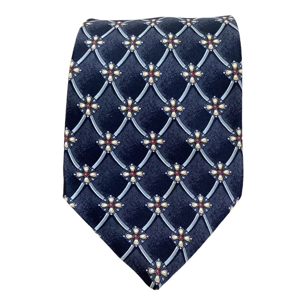 LANVIN PARIS Black Flower Silk Tie France 58"-3.7" EC
